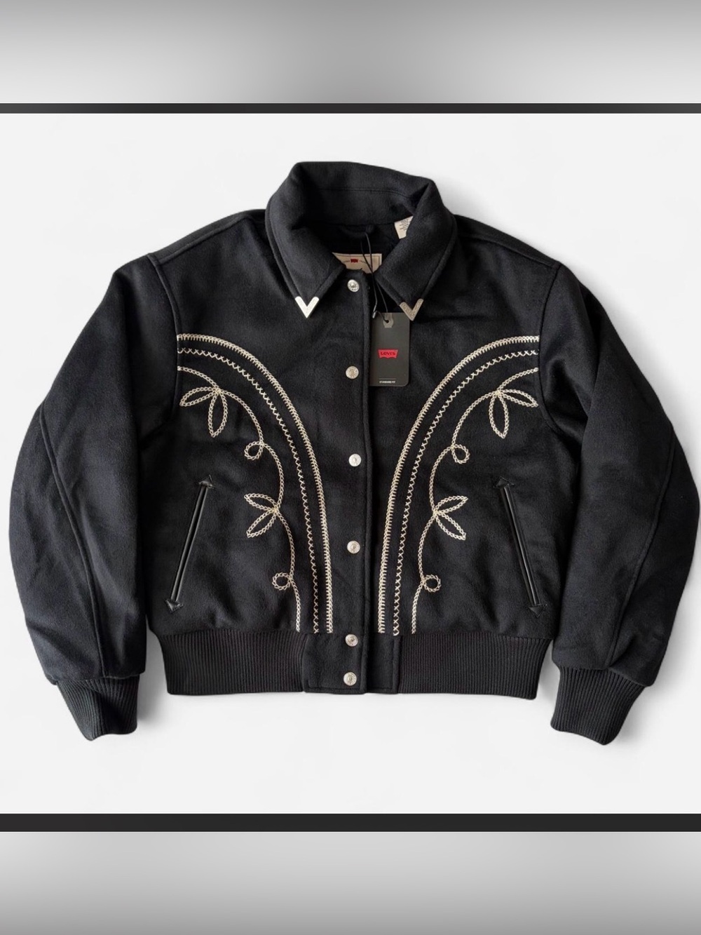 NWT LEVIS Womens Rodeo Jacket
Embroidered Wool Blend Western RARE FIND